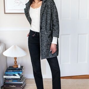 Emerson Fry Black and White Herringbone Wool Coat